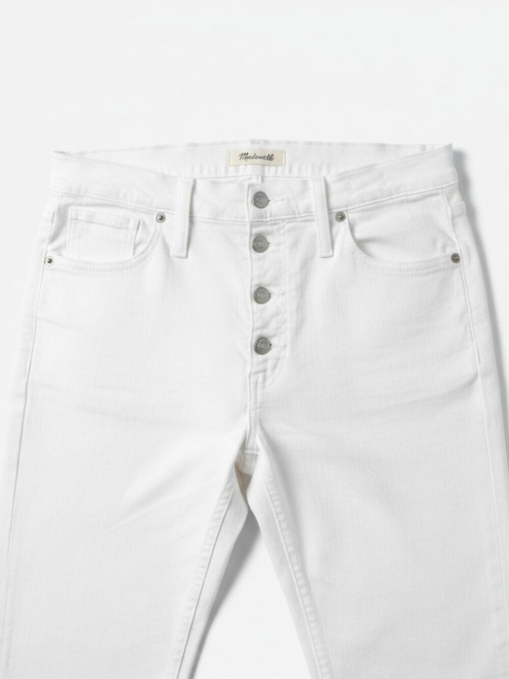Madewell 10" High Rise Skinny Crop Jeans White Button Fly Size 32